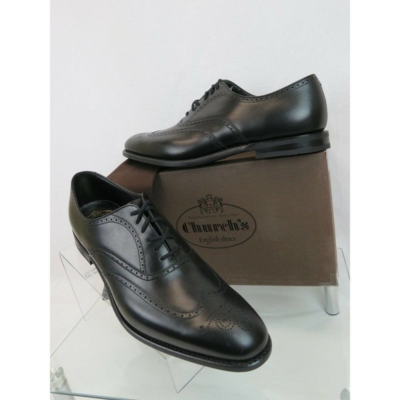 NIB CHURCH'S BY PRADA WILSON BLACK LEATHER WINGTIP PERFORATE OXFORDS 12 US 13 - Picture 3 of 9